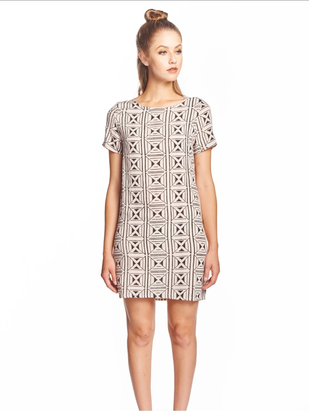 Symbology block print geometric mini shift dress